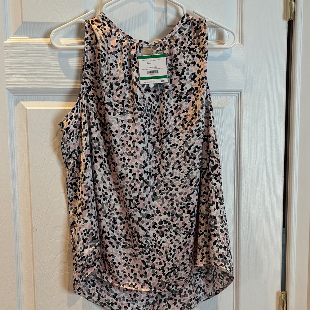 Kasper Pink and Black Sleeveless Blouse NWT